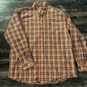 Cinch Men's Orange Plaid Shirt Long Sleeve Cowboy Button Up Large